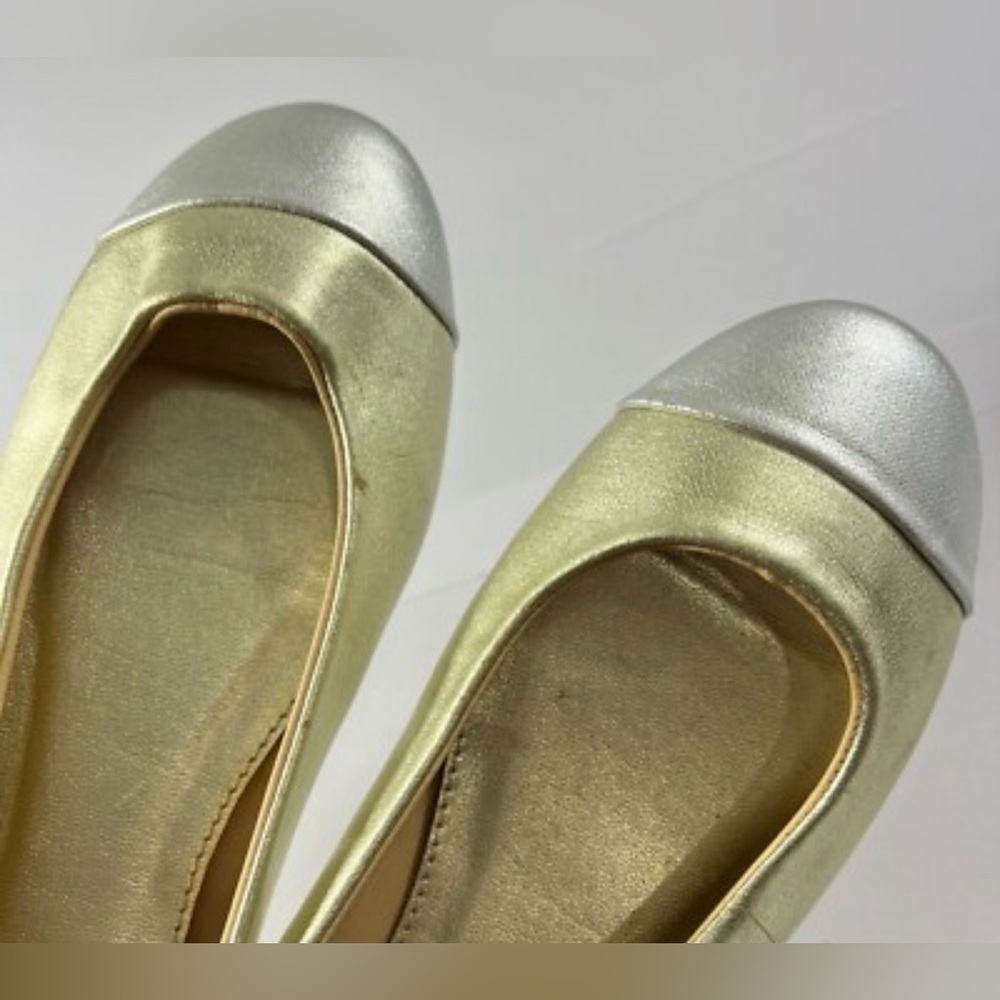 J. Crew Gold and Silver Flats Leather